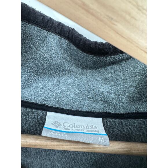Columbia Pullover Men MEDIUM Grey Black Fleece Quarter Snap Long Sleeve - Picture 6 of 9